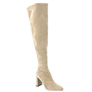 Jeffrey Campbell Tall Beige Suede Over-The-Knee Block Heel Boots
